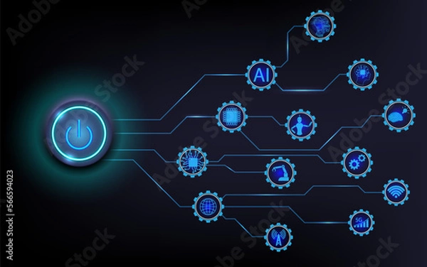 Obraz future technology tools,Innovation system connecting future technologies.technology of future illustration.vector