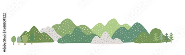 Obraz 手描きの山と木