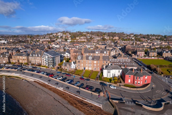 Fototapeta City of Dundee in Scotland, aerial view, cityscape