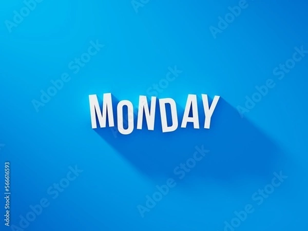 Fototapeta Monday white text word on blue background with soft shadow