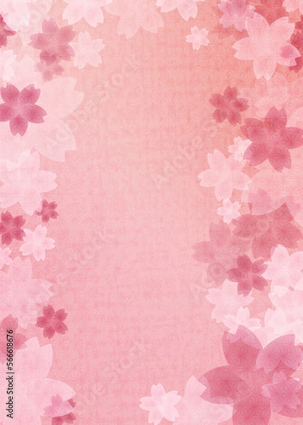 Fototapeta 麻の葉模様　ピンクの春色背景イラスト