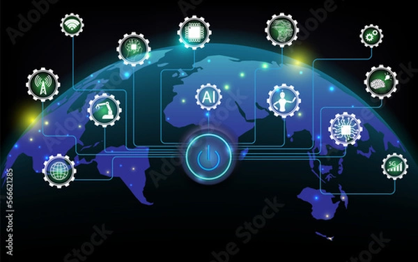 Obraz future technology tools,Innovation system connecting future technologies.tech of future illustration.vector