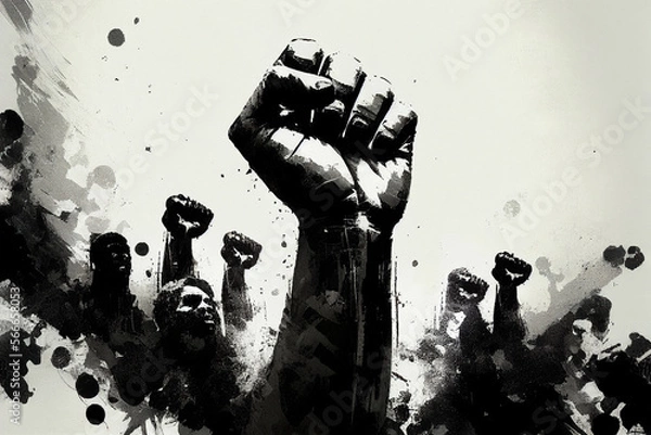 Fototapeta Black lives matter protest banner. Fist raised up. Generative AI illustration