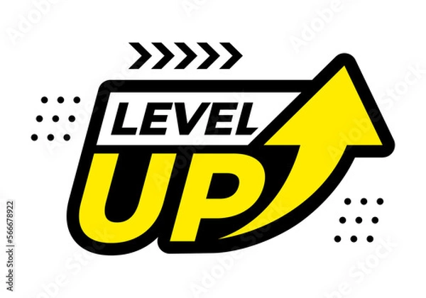 Fototapeta modern level up typography logo design. level up text with arrow. vector illustration