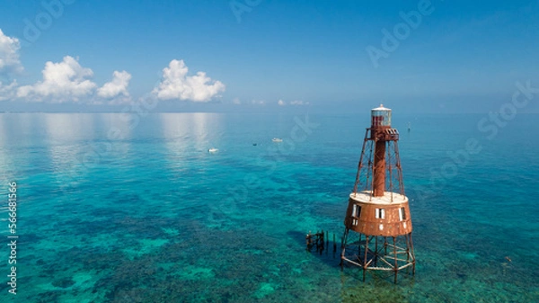 Obraz Aerial Carysfort Lighthouse Reef in Florida Keys