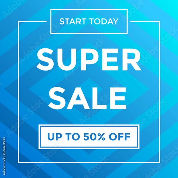 Fototapeta Promotion banner sale vector template. This graphic is blue color and suitable for advertisement, market, wholesale.