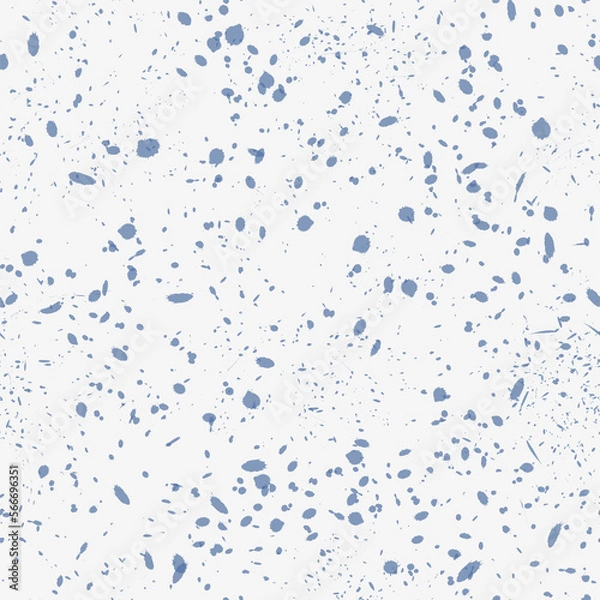 Fototapeta Seamless simple cute pattern from blue blots on white background.Endless ornament with beautiful blobs.Colourful backdrop for fabric,textile,covers.Raster