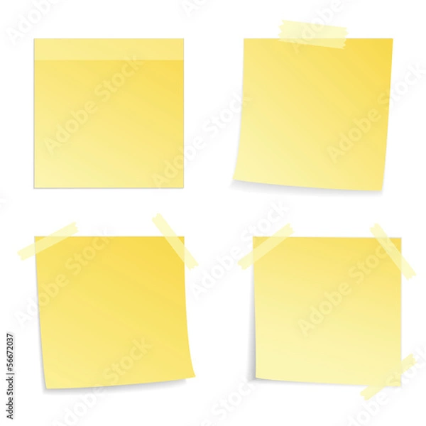 Obraz Yellow stick note on white background