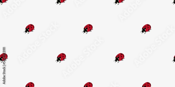 Fototapeta Seamless pattern with ladybug. Doodle vector illustration