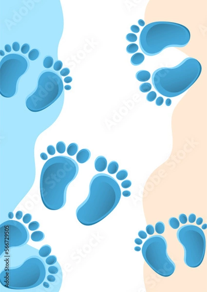 Fototapeta Baby foot prints, creative abstract background for your design. Vector
