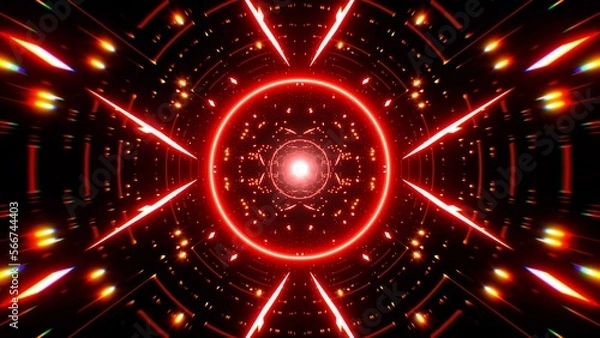 Fototapeta Symmetrical art background of red glitter with geometric pattern lines