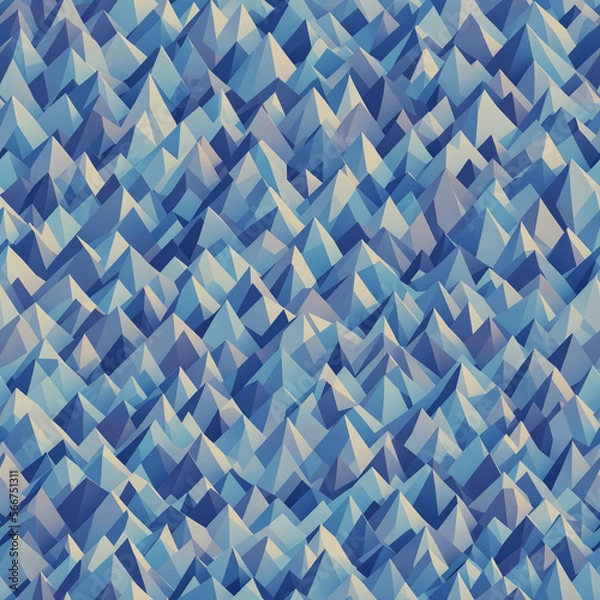 Fototapeta Abstract Geometric Blue Background Low Poly Seamless Ai Generative Art