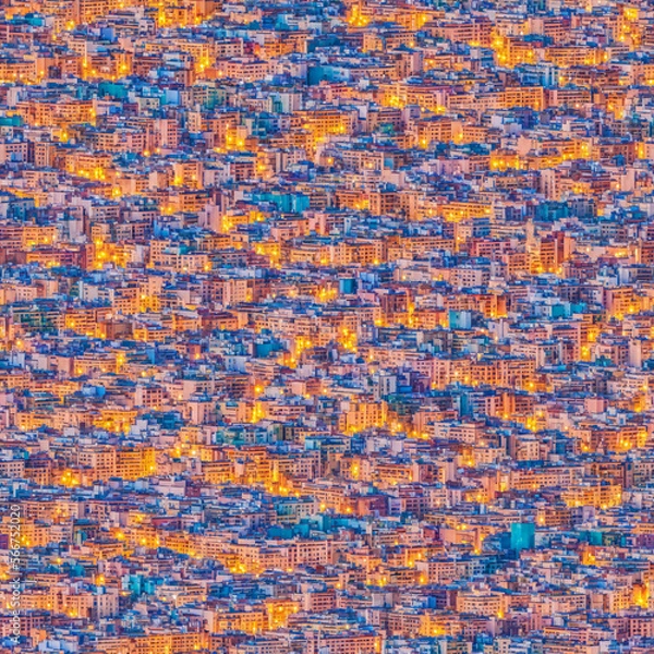 Fototapeta Abstract Urban Seamless Background Cityscape Illustration with Colorful Buildings Texture AI Generated Art
