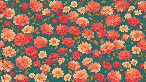 Fototapeta seamless pattern, abstract floral background. created using generative ai technology