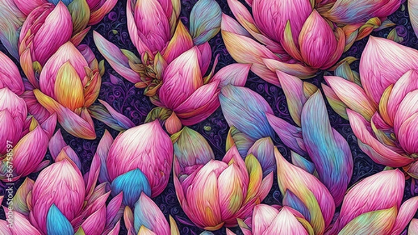 Fototapeta seamless pattern, abstract floral background. created using generative ai technology