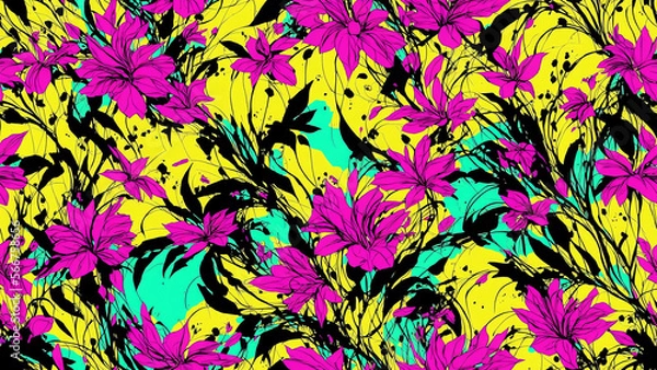 Fototapeta seamless pattern, abstract floral background. created using generative ai technology