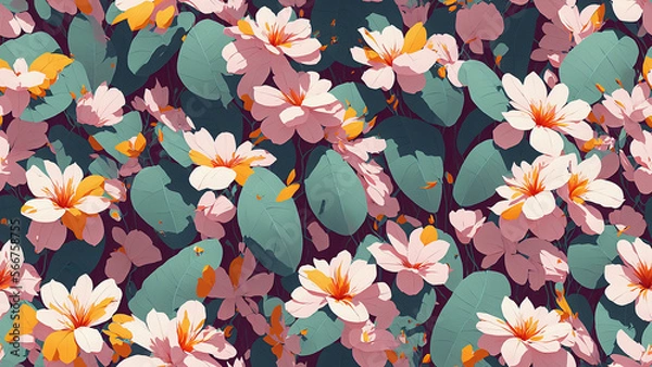 Fototapeta seamless pattern, abstract floral background. created using generative ai technology