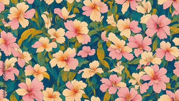 Fototapeta seamless pattern, abstract floral background. created using generative ai technology