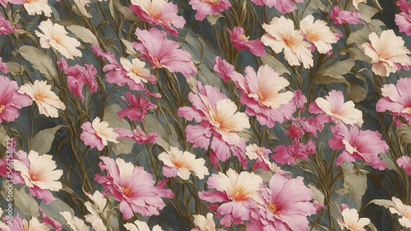 Fototapeta seamless pattern, abstract floral background. created using generative ai technology