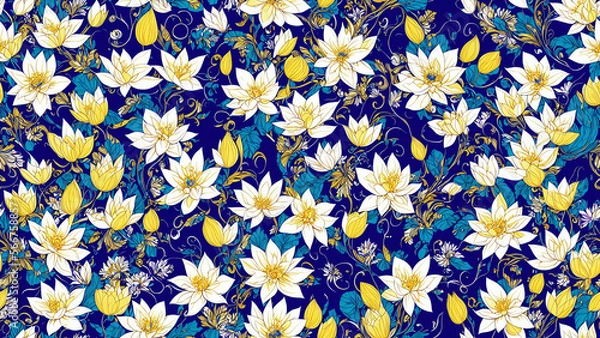 Fototapeta seamless pattern, abstract floral background. created using generative ai technology