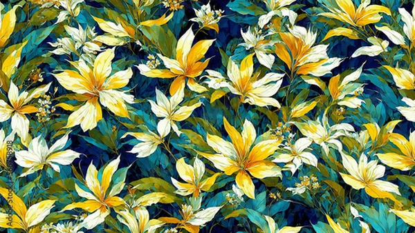 Fototapeta seamless pattern, abstract floral background. created using generative ai technology