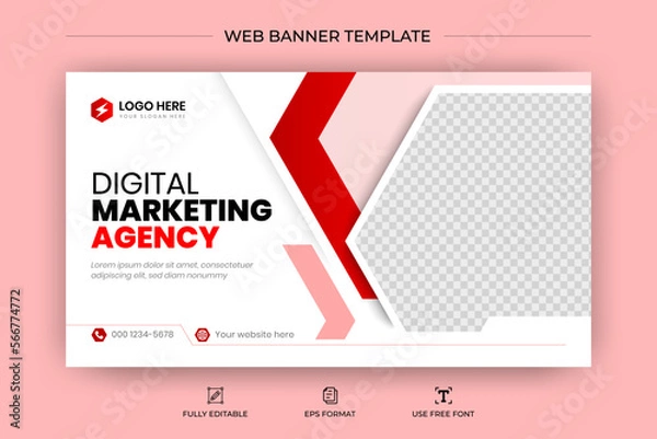 Fototapeta Editable creative corporate business social media web banner and youtube thumbnail | Live stream video thumbnail for marketing | Youtube thumbnail template