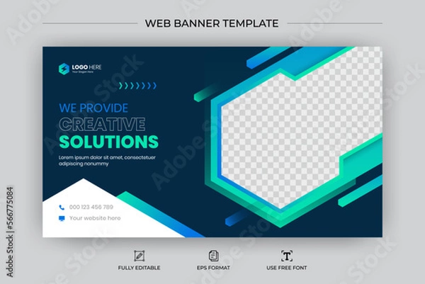 Fototapeta Editable creative corporate business social media web banner and youtube thumbnail | Live stream video thumbnail for marketing | Youtube thumbnail template