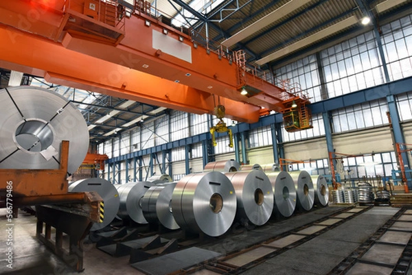Obraz industrial plant for the production of sheet metal in a steel mill