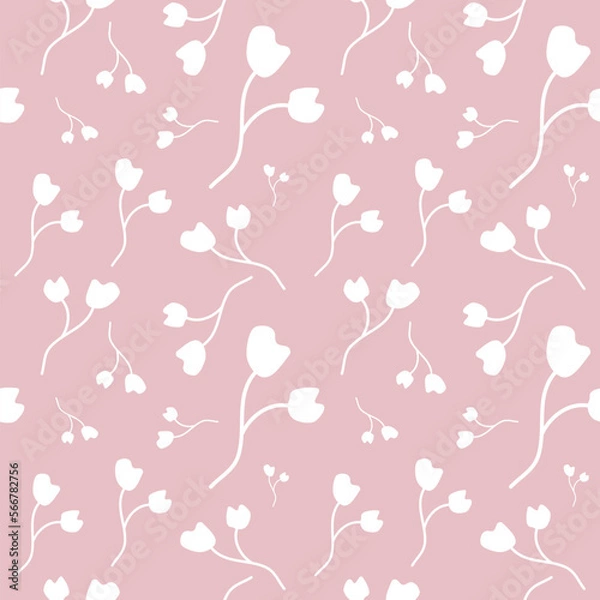 Fototapeta Seamless floral pattern vector flower shape doodle plant abstract texture background illustration for digital paper and print materials