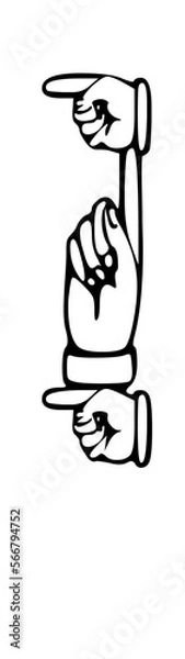 Obraz Pointing Hands Forming Letter Mono Type Font