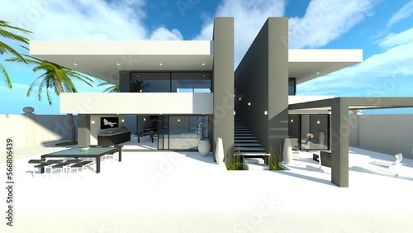 Fototapeta プール付き住宅