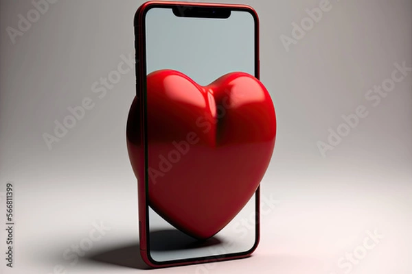 Fototapeta phone with red heart