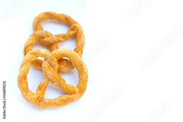Fototapeta Soft pretzels on a white background.
