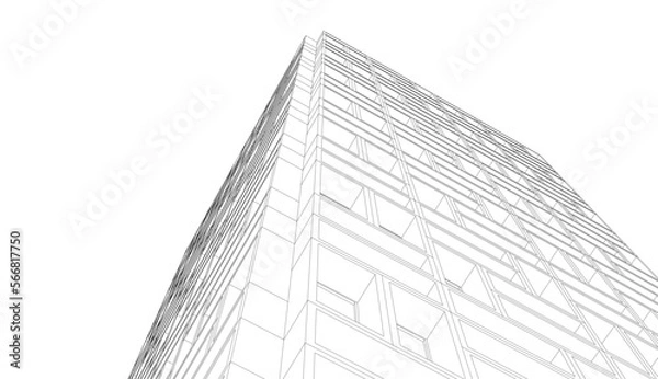 Fototapeta Abstract architectural drawing 3d rendering