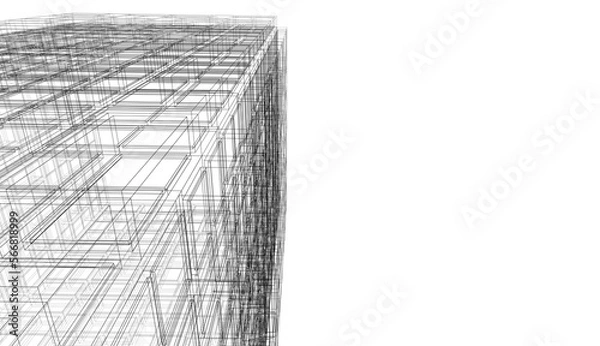 Fototapeta Architectural 3d rendering digital drawing