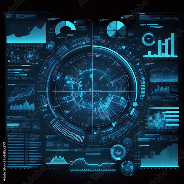 Obraz Technology Software Concept, AI Generative with Charts and Graphs