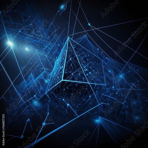 Obraz Wireframe Abstract Background, Futuristic Concept AI Generative