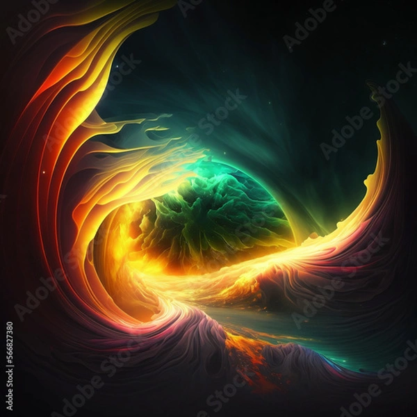 Obraz Futuristic Aurora Space Background Image Concept, Generative AI