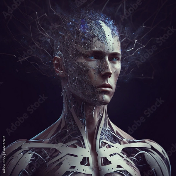 Obraz AI Human Concept, Neural Network, Futuristic Cyborg