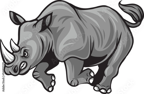 Obraz Angry attacking rhino cartoon character