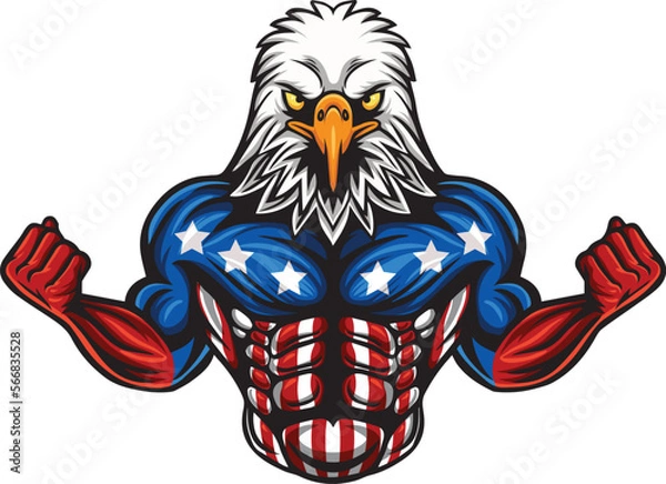 Obraz Strong american eagle cartoon character