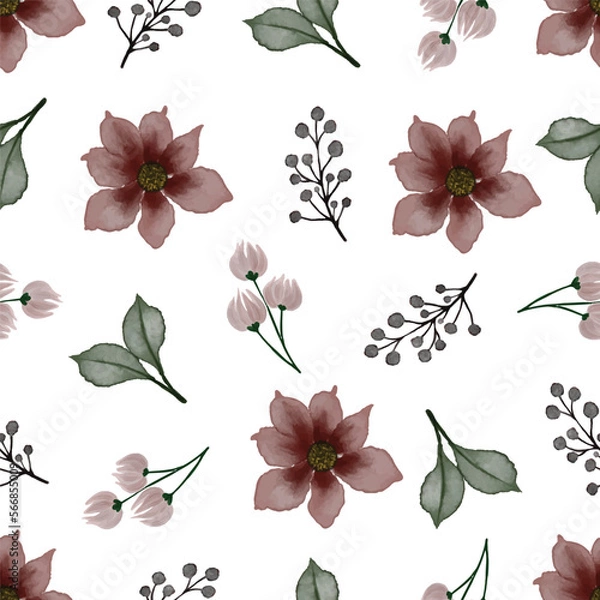 Obraz burgundy floral seamless pattern