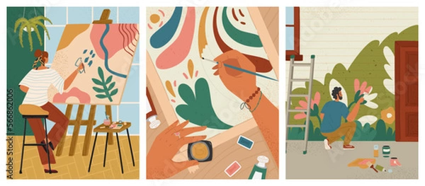 Obraz Creative artists draw with inspiration vector set