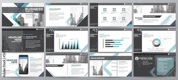 Fototapeta blue and black abstract elements for info graphics on a white background. Presentation templates. Use in presentation, flyer and leaflet, corporate report, marketing, advertising, annual report