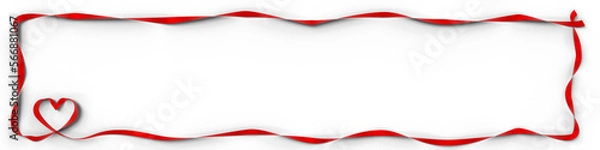 Obraz 3D illustration of red ribbon frame with heart loop isolated on transparent background