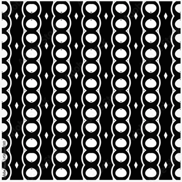 Fototapeta Vector pattern in geometric ornamental style. Black and white color.Seamless repeat pattern.Simple geo all over print block for apparel textile, ladies dress, fashion garment, digital wall paper.