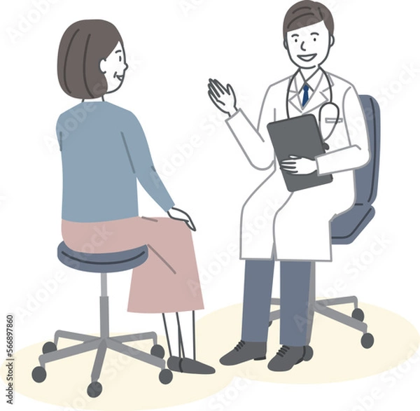 Fototapeta 診察をする男性医師と中高年の女性患者