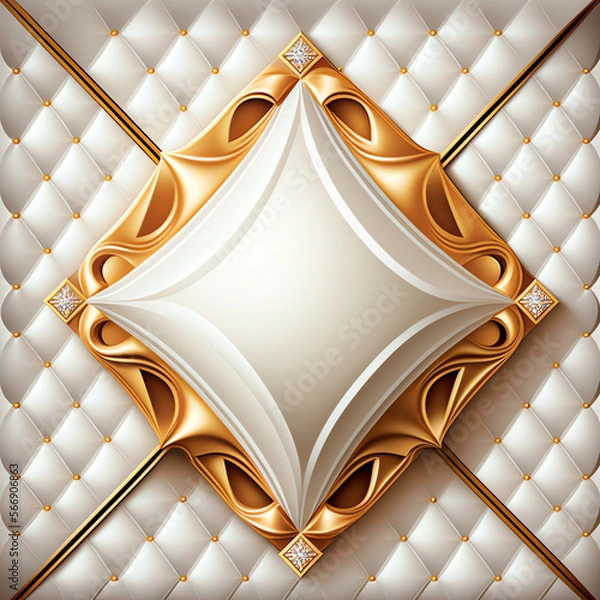 Obraz 3d wallpaper white rhombus bordered by gold