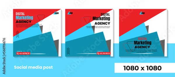 Obraz Digital marketing agency with paper texture social media post premium vector