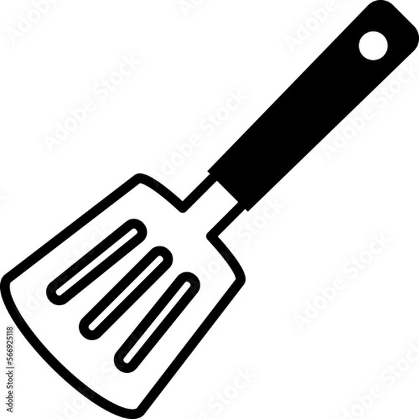 Obraz フライ返しのシンプルなモノクロイラスト